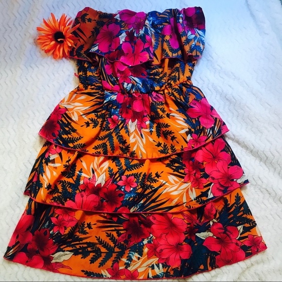 ✔️🔸♦️🔸As U Wish Boho Colorful Strapless Dress - Picture 1 of 3